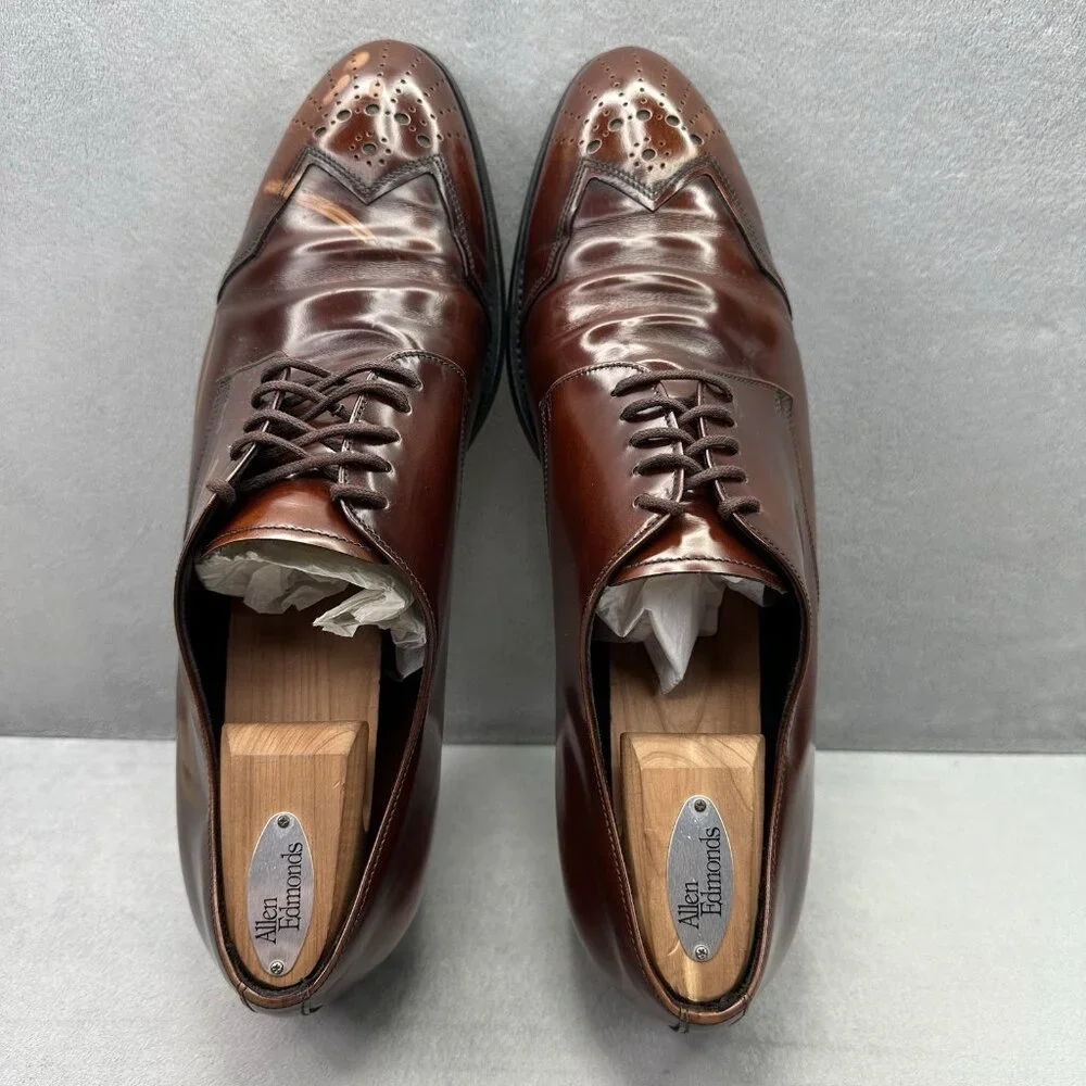 PRADA 2E1608 Mens‎ Size 12 (UK 11) Oxford Brown Polished Leather Dress Shoes
